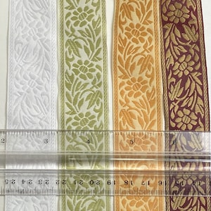 Secret floral vine,  1 1/4 inch wide fabric trim, sold by the yard.