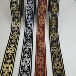 Fleur-de-Lis woven  jacquard fabric trim,  1 1/4 inches wide, sold by the yard.