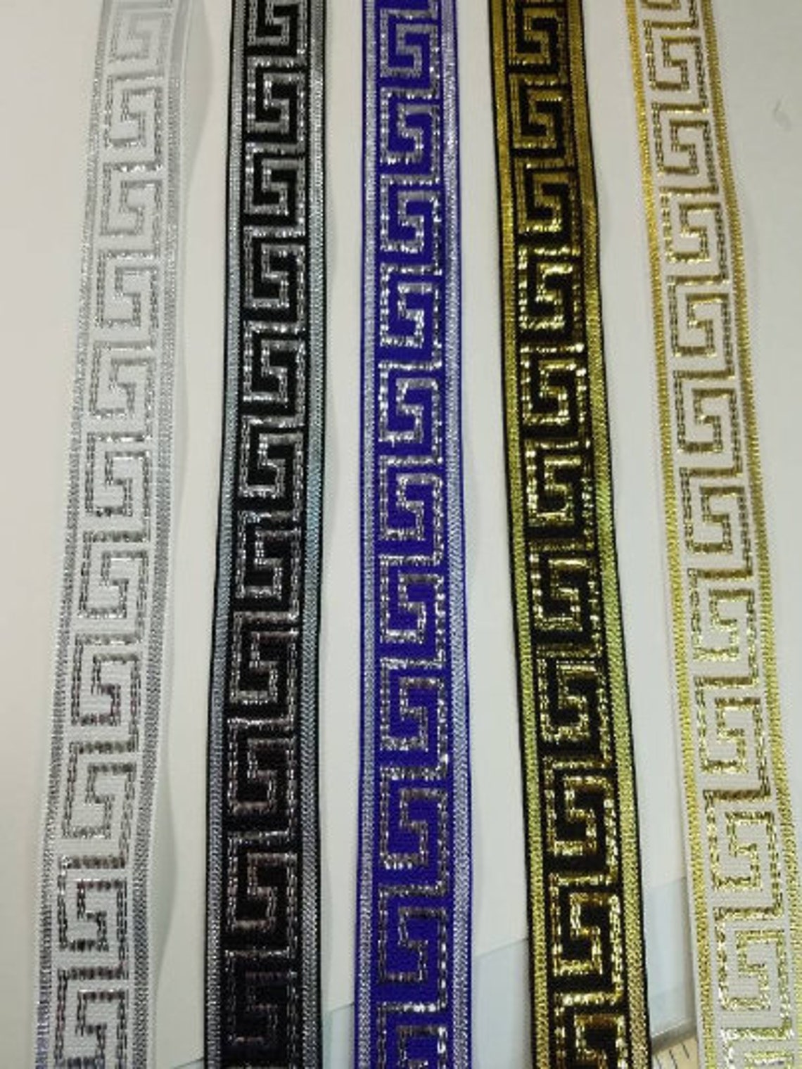 Greek Key Fabric Trim Very Metallic 1 Inch Wide Sold by the Etsy