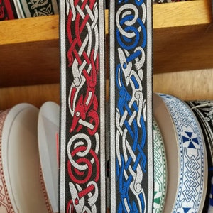 Beastie Celtic fabric trim, Woven jacquard trim, 1 1/4 inch wide, sold by the yard.