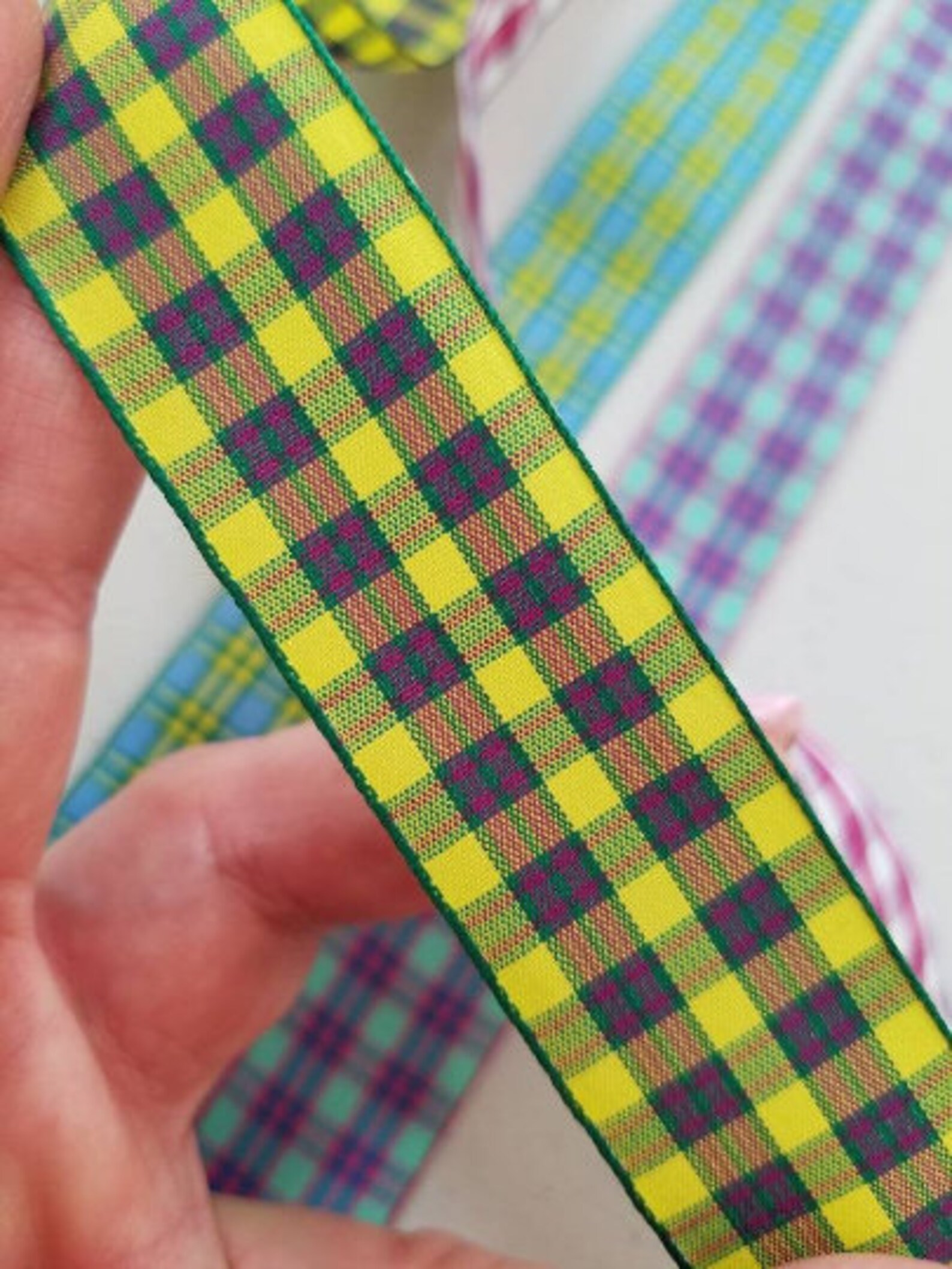 Plaid Woven Ribbon Fabric Trim 7/8 Wide Sold by the Yard. Etsy