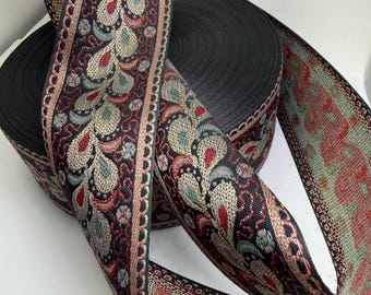 Mystic metallic jacquard fabric trim, 2 inch wide, sold by the yard.