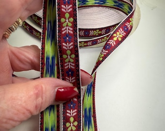 Swedish Jacquard fabric trim, 5/8 inch wide, sold by the yard.