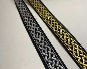 Celtic knot braid, metallic 9/16 inch wide, sold by the yard.