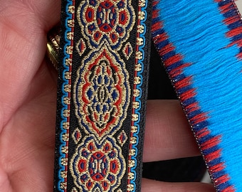 Celtic metallic Woven jacquard fabric trim, 1  inch wide, sold by the yard.