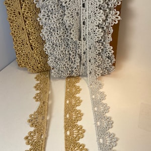 Gold Lace Trim Metallic Gold Venice Lace, Gold Venise Lace