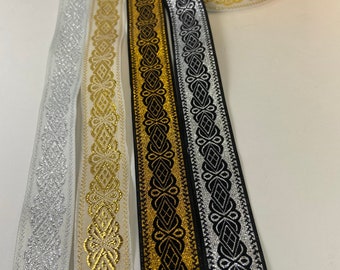 Medieval fabric trim, Woven jacquard trim, 1 inch wide, sold by the yard.