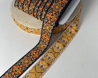 Colorful celtic scroll X trim,  1  inch wide, sold by the yard.