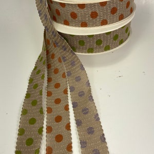 Polka dot twill tape, fabric tape, 1 inch wide.  woven fabric trim, sold by the yard.