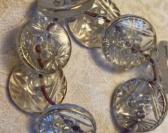 8 boutons en verre vintage/bordure dorée 1/2" #81