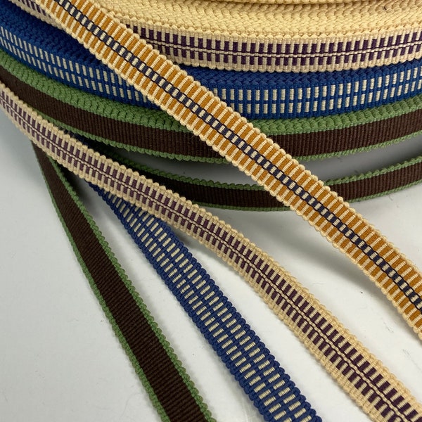 Webbing, pattern and narrow 1/2 inch wide, sold by the yard.