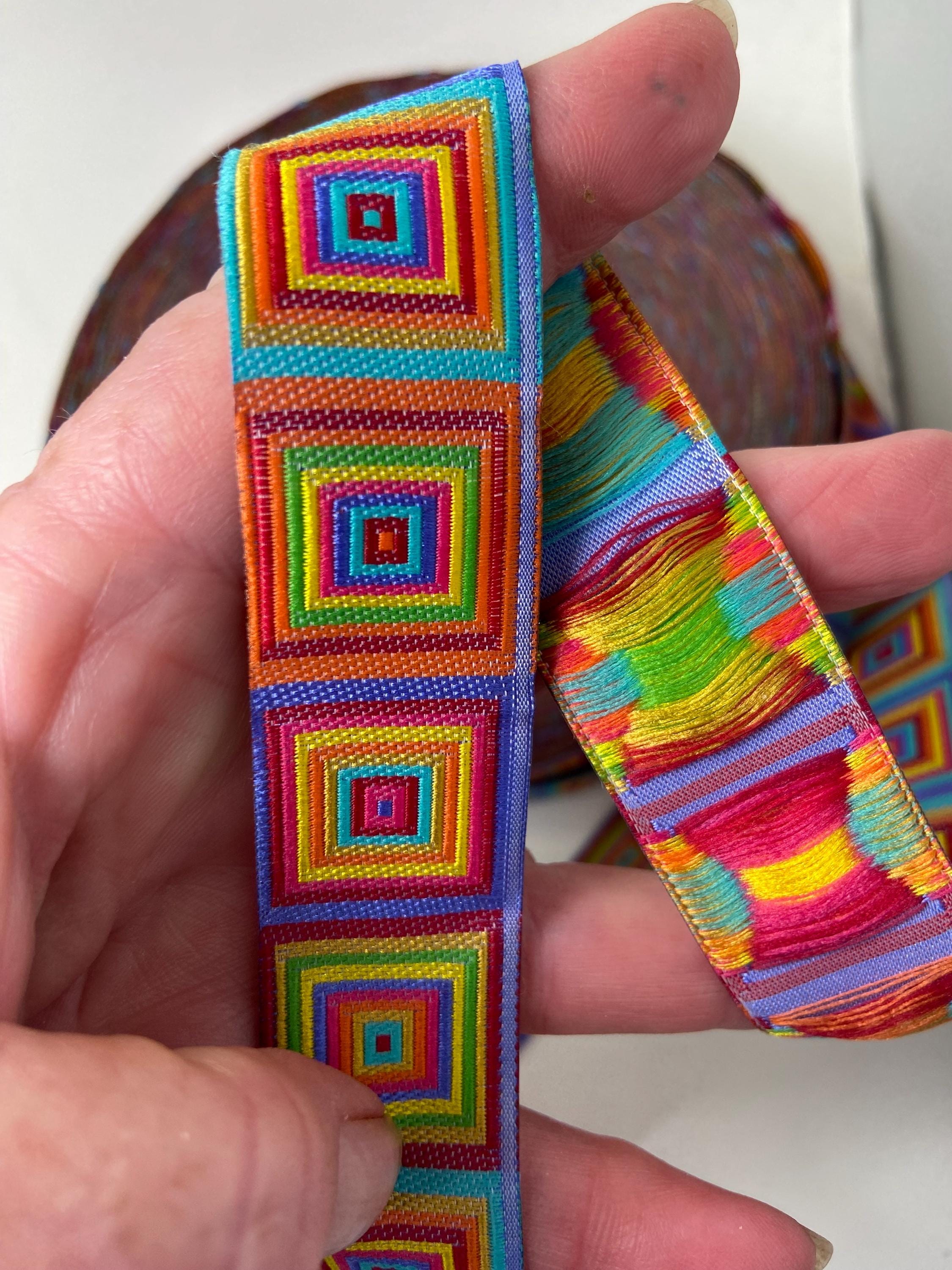 Colorful Block Woven Jacquard Fabric Trim, Sold by the Yard. - Etsy