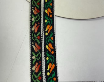 Vintage Scandinavian tulip, 1/2 inch wide, jacquard fabric trim, sold by the yard.
