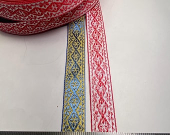 Metallic Metropolitan jacquard fabric trim, 3/4 inch wide, sold by the yard.