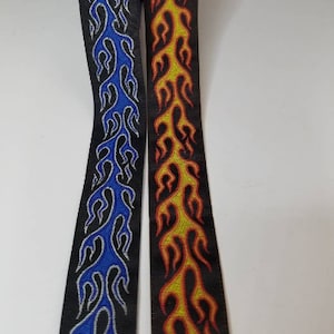 Fire flame fabric trim, Woven jacquard trim, 1 inch wide, sold by the yard.