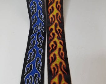 Fire flame fabric trim, Woven jacquard trim, 1 inch wide, sold by the yard.