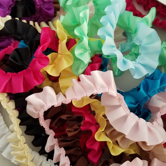 Satin Box Pleated Ribbon-fabric Trim, 7/8 Inch Wide, Sold by