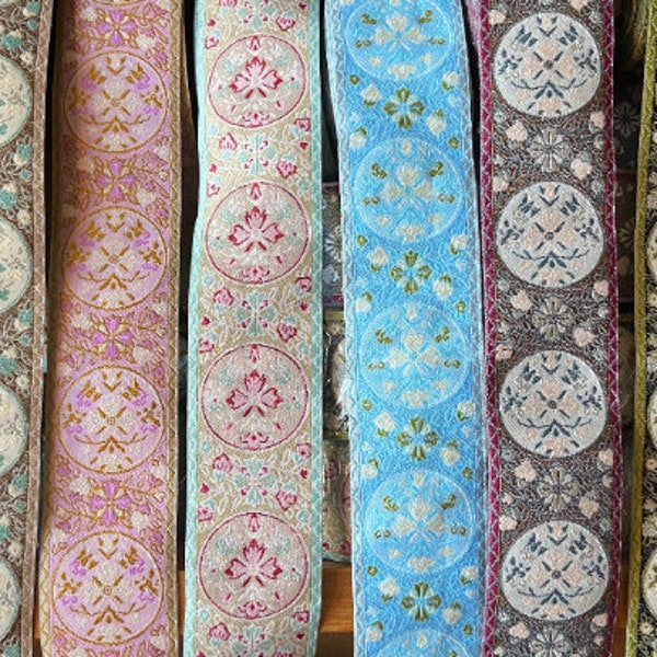 Mediterranean  style jacquard fabric trim, 1 1/2inch wide, sold by the yard.