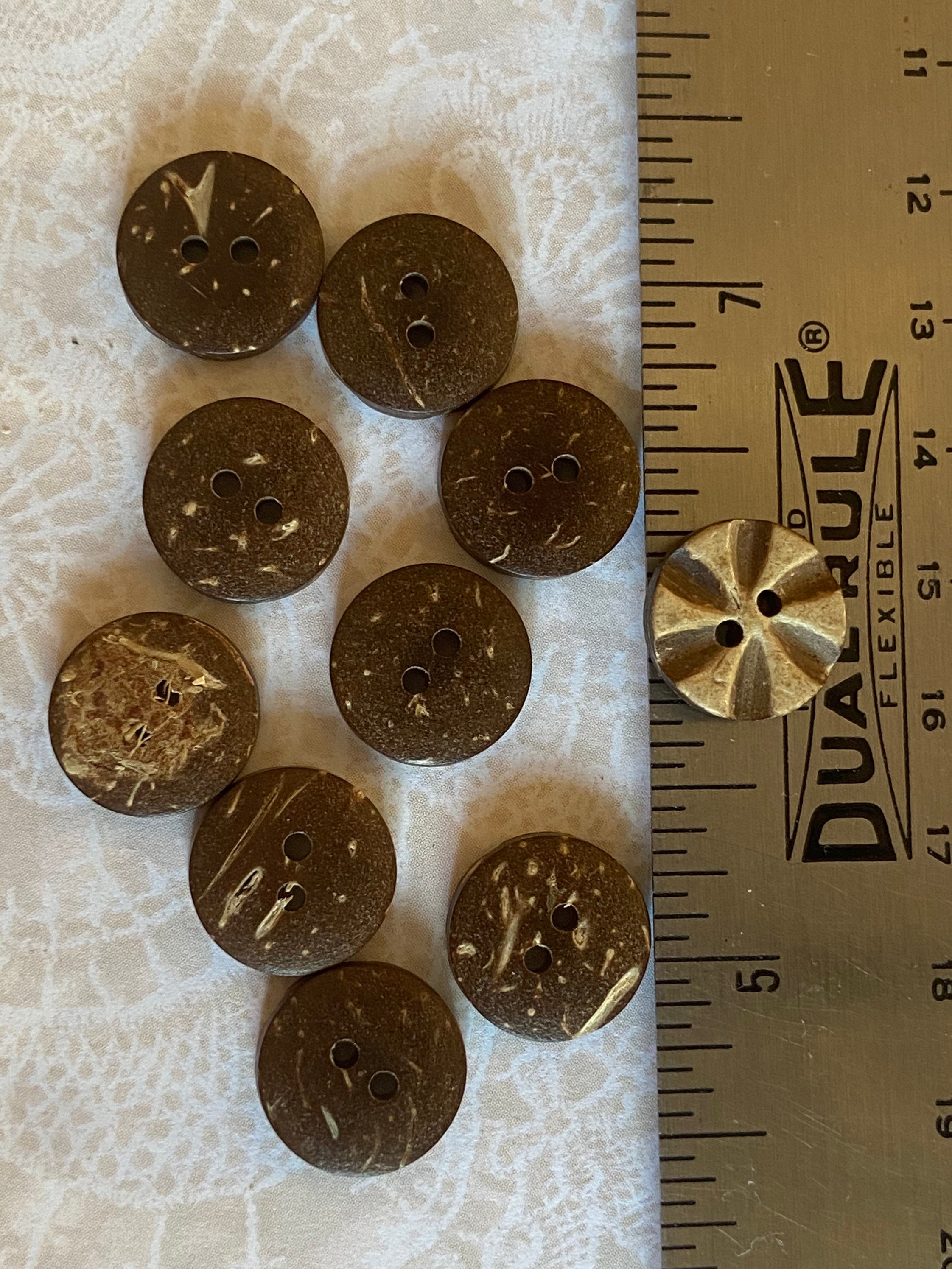 10 carved coconut shell buttons buttons 5/8 in in very good | Etsy