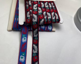Vintage cotton made in West Germany woven fabric trim, jacquard trim, 5/8 inch wide, sold by the yard.
