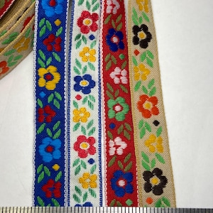 Vintage Scandinavian Style Jacquard Fabric Trim, 5/8 inch wide, sold by the yard.