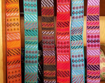 Woven South American fabric trim, 1 1/8 inch wide, sold by the yard.