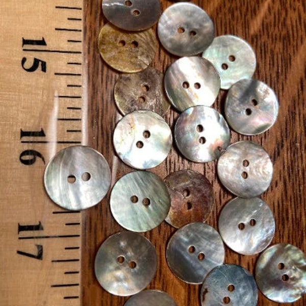10 mother of pearl round buttons, 3/4in. New or vintage. #009