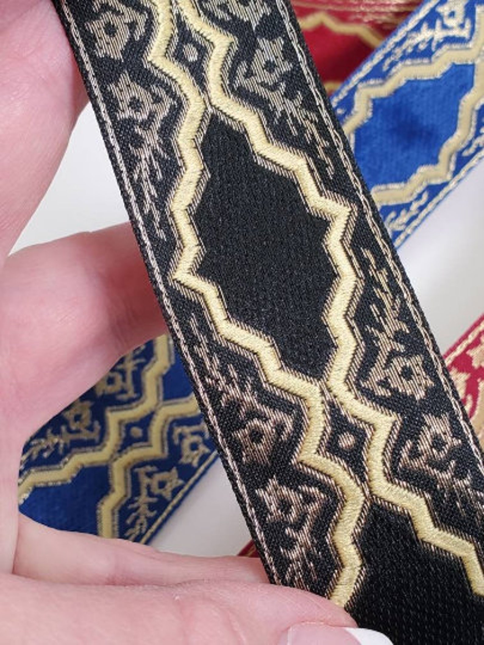Medieval gold Jacquard fabric trim 1 1/4 inch wide sold by | Etsy