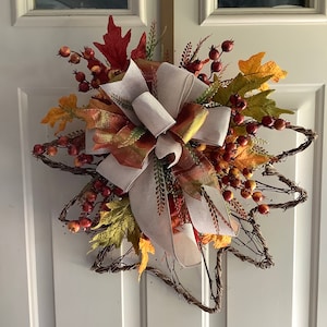 Natural Leaf grapevine wreath, twig leaf wreath, twig grapevine wreath, fall berry leaf wreath, fall leave twig wreath, autumn twig wreath