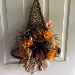 Leopard Witches hat, grapevine witch hat, Halloween witch hat,Halloween decor, Halloween wreath,
