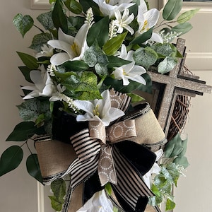 Religious Easter wreath,Religious grapevine Easter wreath,Easter Cross wreath,Religious Cross wreath, Twig cross wreath , Cross wreath