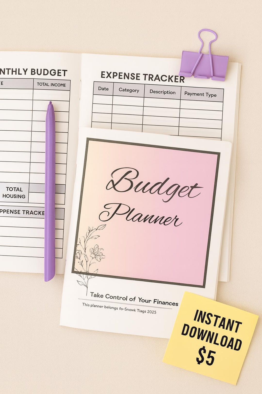 2026 Budget Planner Printable | Expense Tracker & Savings Goals ...
