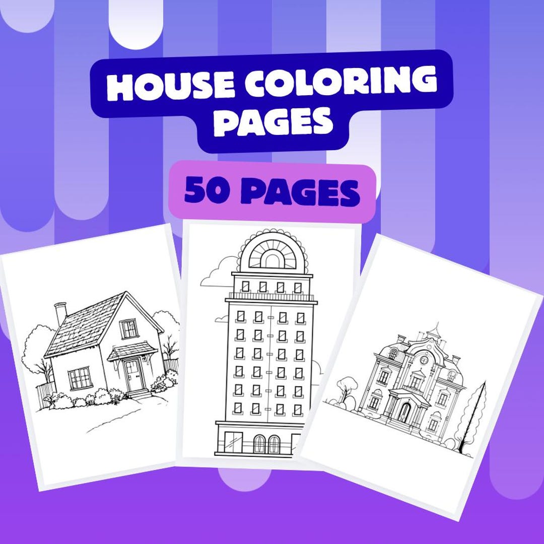 House Coloring Pages Printable | 50 Kids Home Coloring Sheets PDF - Etsy