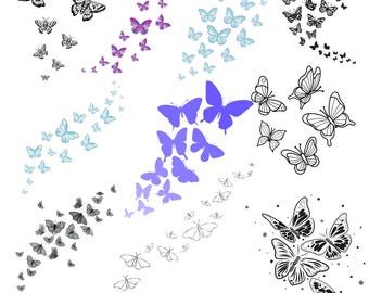 Paquete SVG de mariposas voladoras: archivos de corte en capas
