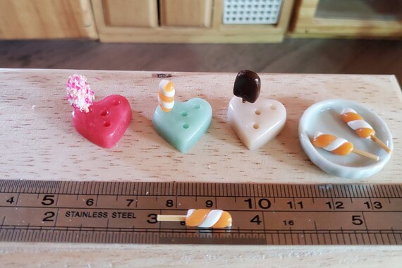 4 with stand 1:12 Scale Dishes Inch Scale Dollhouse Miniature Orange Popsicle Orangesicle Set