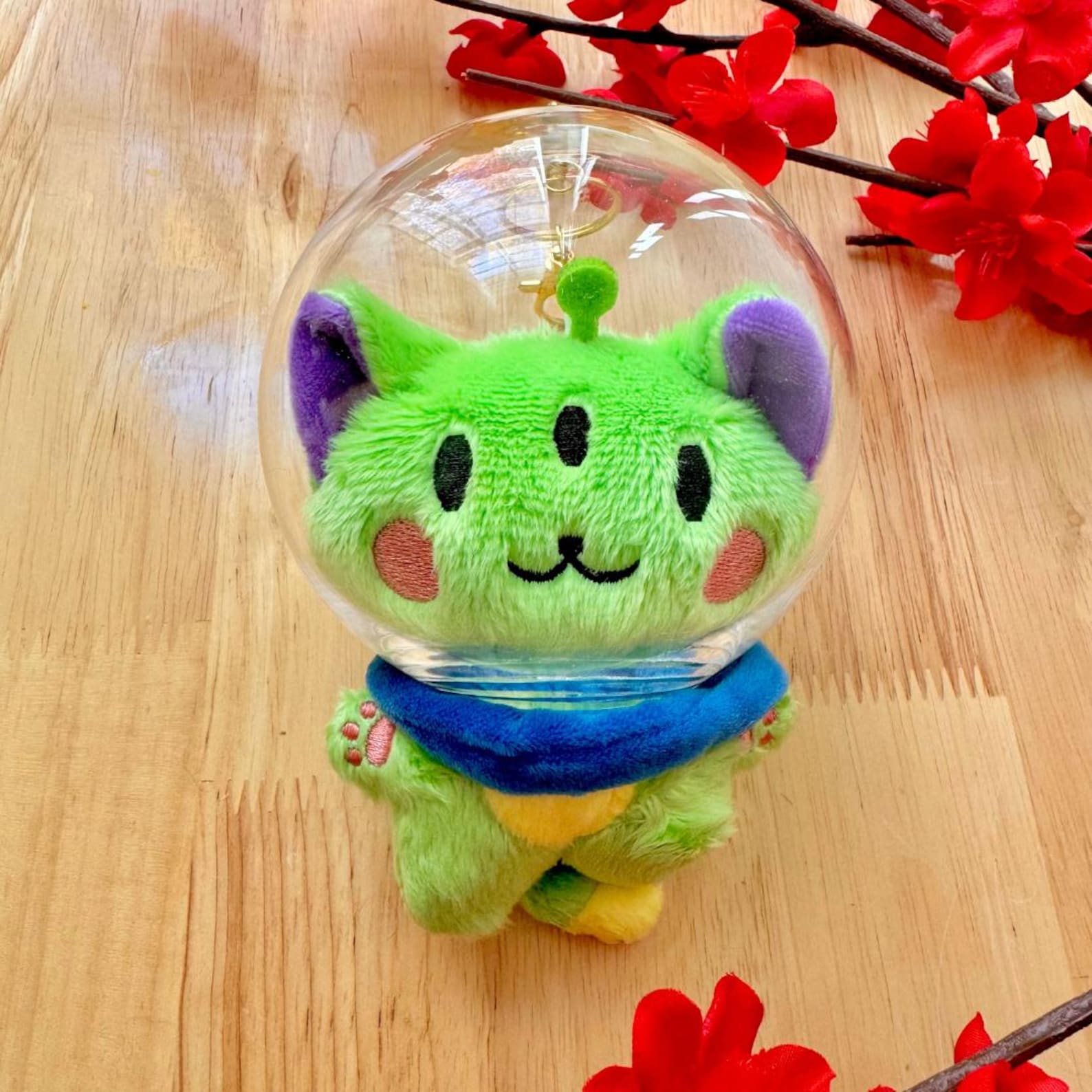 Goob | Green Alien Cat Plush Keychain Plushie Kawaii Cat Keychain ...