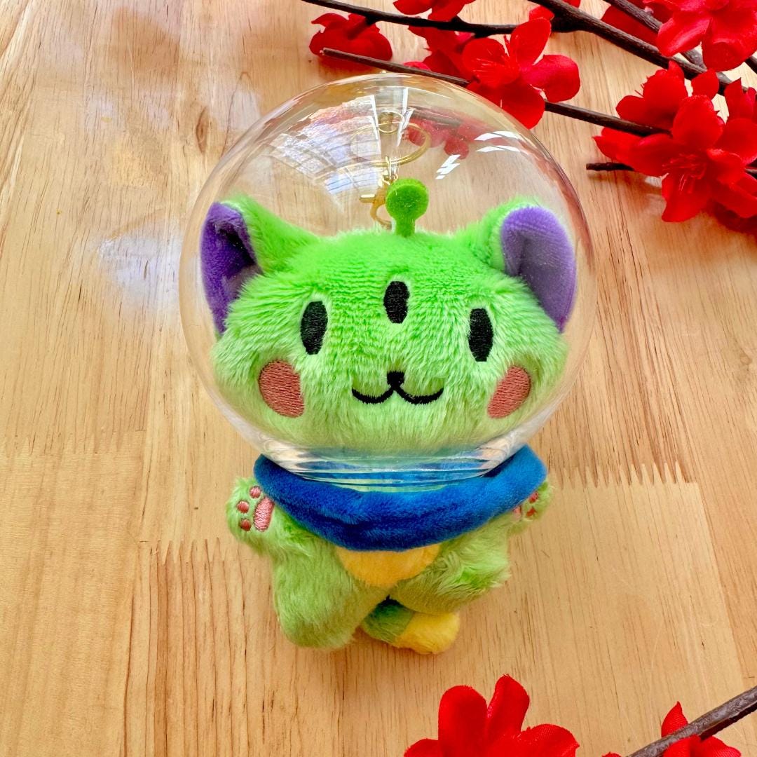 Goob | Green Alien Cat Plush Keychain Plushie Kawaii Cat Keychain