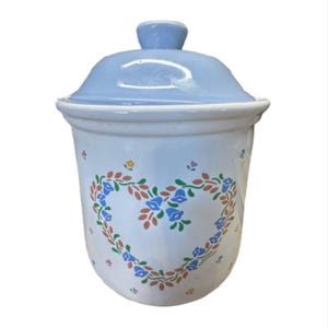 Tarro de cerámica con forma de corazón floral para harina, té, café y dulces, estilo vintage