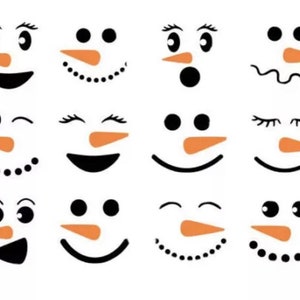 Snowman Faces Vinyl Decals, Set Of 12 For Christmas Ornaments Or Mugs image 6