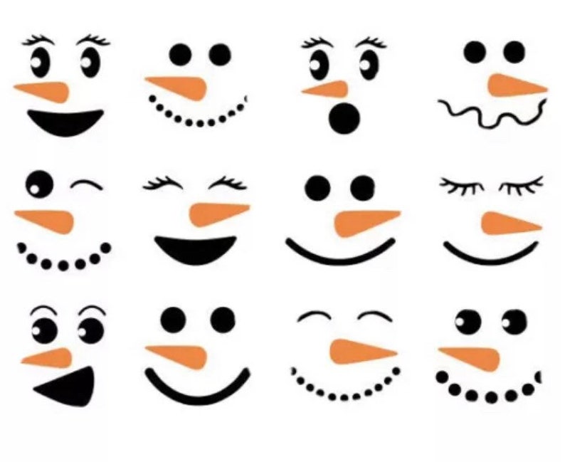 Snowman Faces Vinyl Decals, Set Of 12 For Christmas Ornaments Or Mugs image 6