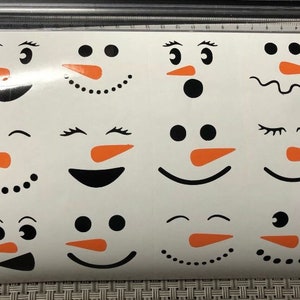 Snowman Faces Vinyl Decals, Set Of 12 For Christmas Ornaments Or Mugs image 1