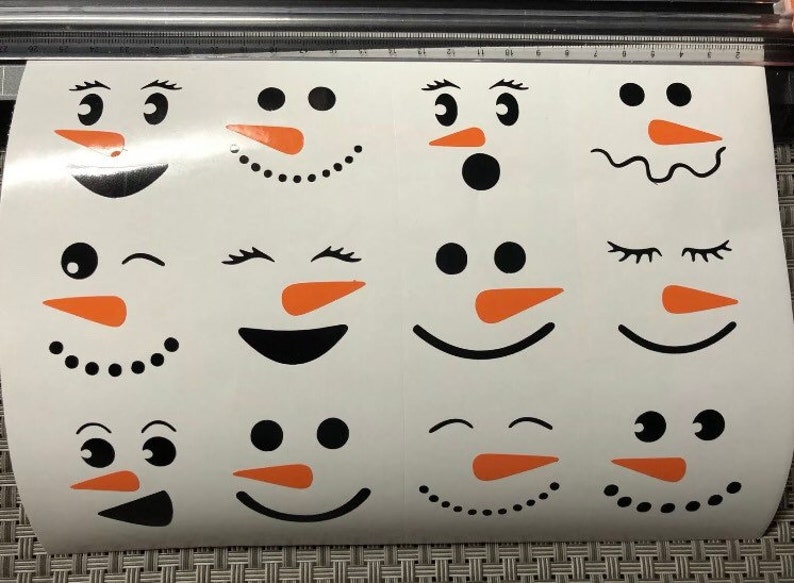 Snowman Faces Vinyl Decals, Set Of 12 For Christmas Ornaments Or Mugs image 1