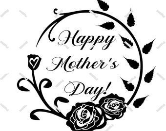 Happy Mother's Day Rose Wreath SVG Download
