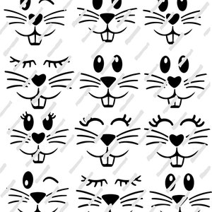 12 rostos de coelho da Páscoa SVG para baixar arquivo