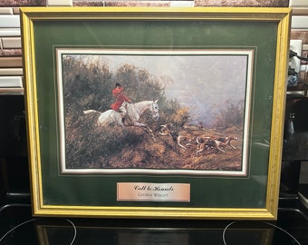 Vintage George Wright (Call To Hounds)  Framed Art 21.5" x 18" *Some Warping.