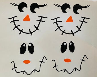 4 Scarecrow Faces, 3.5x4 inches