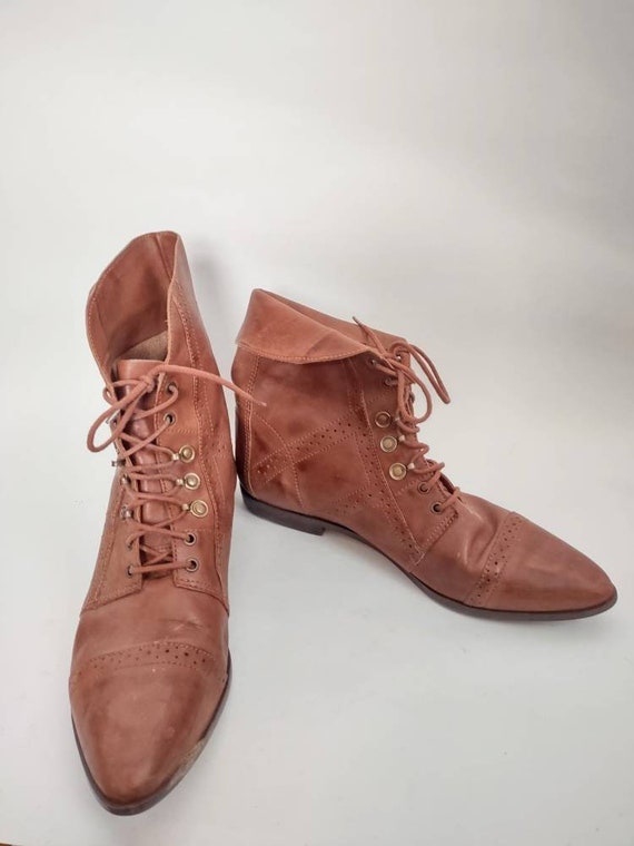 cognac booties low heel