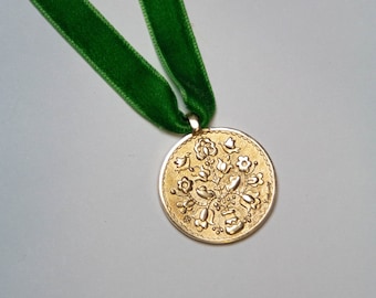 Bronze pendant with a designer pattern "Tree of Life". Stylization of traditional Ukrainian jewelry. Souvenir from Ukraine.