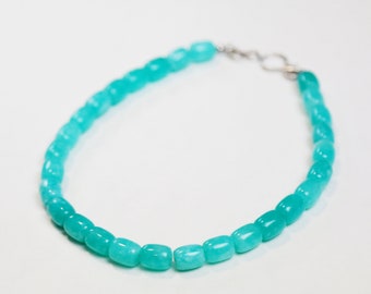 Bright choker made of amazonite. Ukrainian necklace for every day. Silver clasp. Beautiful Christmas present for daughter.