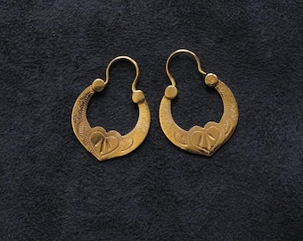 Traditional Ukrainian hoop earrings with heart